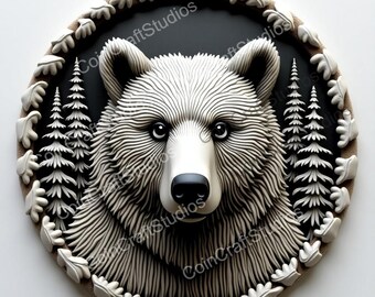 Polar Bear Depth Map Coin for CNC & Fiber Laser Engraving | Custom Coins and Medals | Fiber laser | edc coin | LightBurn | brass coin