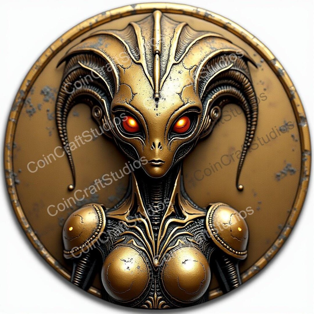 Alien Invasion Depth Map Coin for CNC & Fiber Laser Engraving | Custom ...