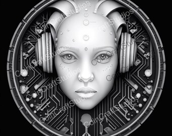 Cyber Priestess Depth Map Coin for CNC & Fiber Laser Engraving | Custom Coins and Medals | Fiber laser | edc coin | LightBurn | brass coin