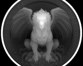 Fantasy Griffin Design for Laser Engraving | Depth Map for Fiber & CNC Lasers | Create Custom Coins and Medals | Unique 3D Design