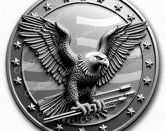 Eagle of Freedom Depth Map Coin for CNC & Fiber Laser Engraving | Custom Coins and Medals | Fiber laser | edc coin | LightBurn | brass coin
