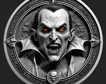 Dracula engraving Depth Map Coin for CNC & Fiber Laser Engraving | Custom Coins and Medals | Fiber laser | edc coin | LightBurn | brass coin