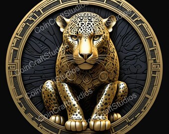 Golden Leopard Depth Map Coin for CNC & Fiber Laser Engraving | Custom Coins and Medals | Fiber laser | edc coin | LightBurn | brass coin