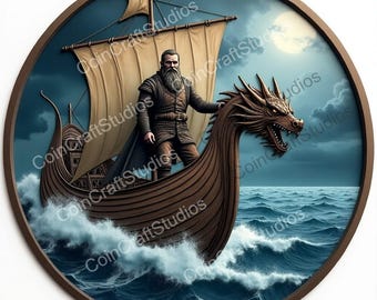 Ragnars ship edc Coin for Laser Engraving | Custom Coins and Medals | Fiber laser | edc coin | LightBurn | brass coin digital file