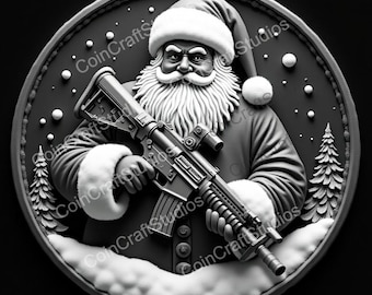 Bad Santa Depth Map Coin for CNC & Fiber Laser Engraving | Custom Coins and Medals | Fiber laser | edc coin | LightBurn | brass coin
