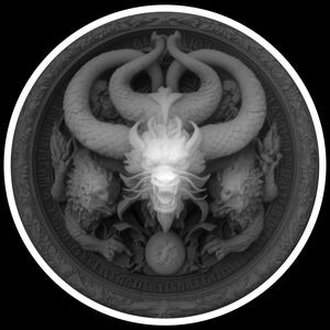 Dämonische Kreatur Coin Depth Map | Lasergravurdatei | CNC-kompatibel | Grayscale Design für Fiber Laser | Hochdetaillierte Heightmap