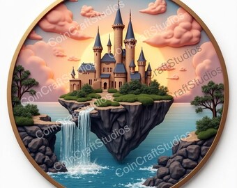 Enchanted castle Depth Map Coin for CNC & Fiber Laser Engraving | Custom Coins and Medals | Fiber laser | edc coin | LightBurn | brass coin