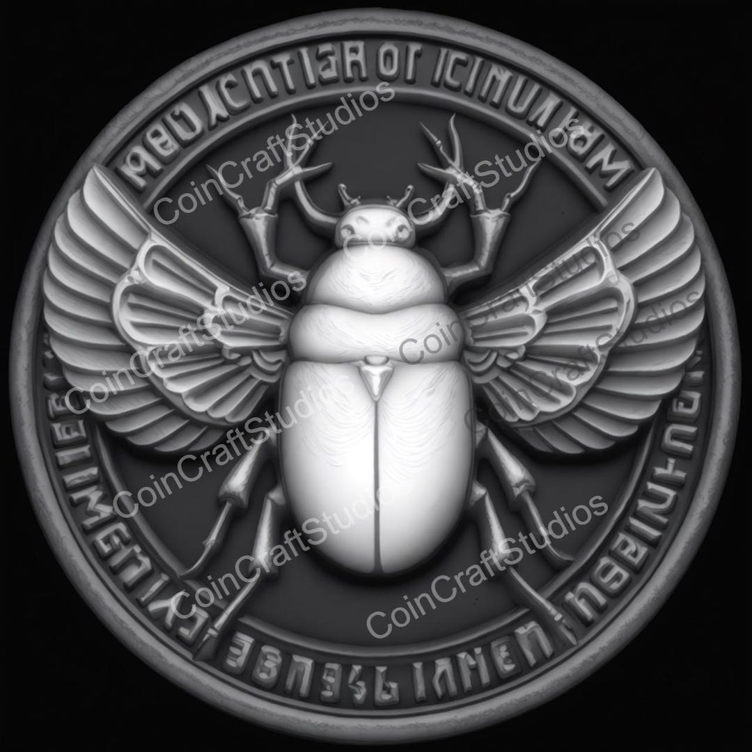 Sacred Scarab Depthmap for CNC and Fiber Laser – Grayscale 3D Heightmap ...