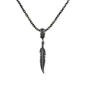 Silver Oxidized Feather Necklace, 925 Sterling Silver Men&#39;s Pendant Necklace, Boho Feather Jewelry, Unique Gift for Him, Christmas Gift Idea