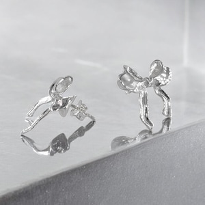 925 Sterling Silver Bow Earrings, Elegant Minimalist Jewelry For Women, Dainty Stud Earrings, Gift For Her, Valentine Day Accessory, Gift