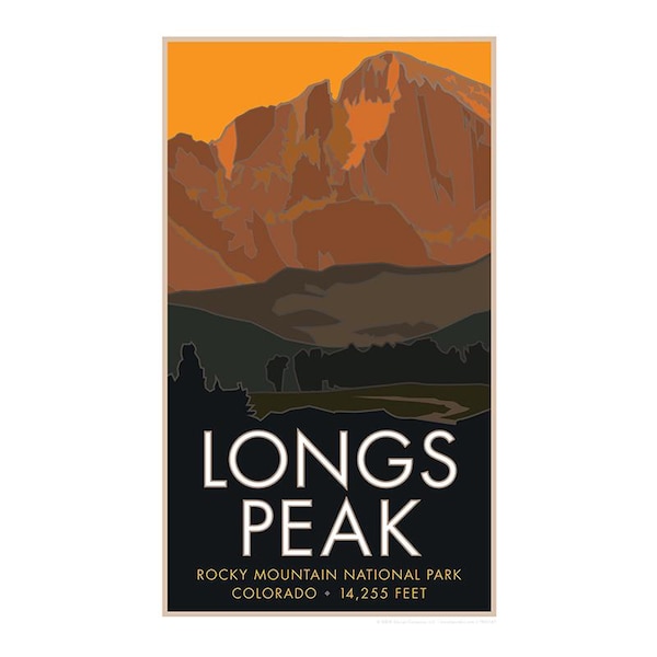 Longs Peak 3 Dusk Colorado  Colorado 14er  Travel Poster