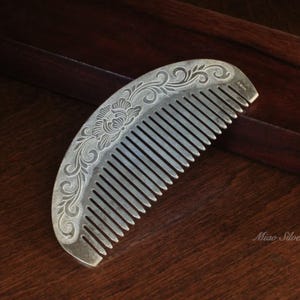 Floral 999 Fine Silver Comb: Hand-carved Peony, Hmong Style - Etsy