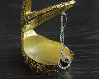 Elegante colgante de cisne negro de plata fina, pendientes de plata, colgante de plata 990, joyería de plata, regalo