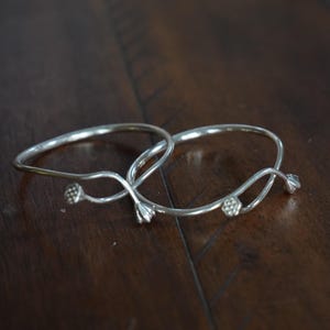 Miao Lotus 990 Fine Silver Bangle: Hmong Jewelry Gift