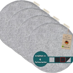 SILUK comfortable felt seat cushion Ø 36 cm seat cushion chair cushion - set of 4 for bench chair grey