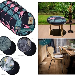 SILUK comfortable felt seat cushion Ø 36 cm seat cushion chair cushion - set of 4 for bench chair (flower)