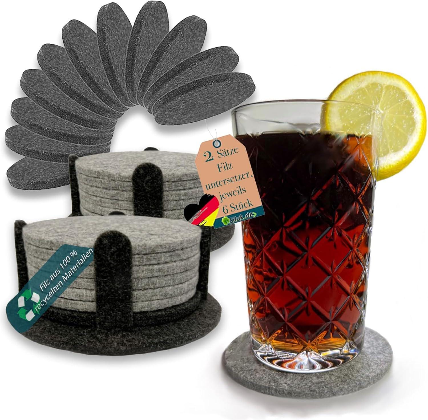 Posavasos De Fieltro Para Vasos - Juego De 12 Posavasos De Cristal + Soporte Para Bebidas, Tazas, Posavasos, Posavasos De Fieltro, Manteles - España