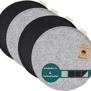 SILUK comfortable felt seat cushion Ø 36 cm seat cushion chair cushion - set of 4 for bench chair grey-anthracite