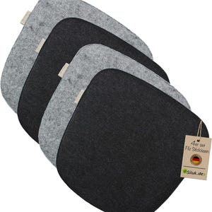 SILUK comfortable felt seat cushion, chair cushion - set of 4 for bench chair, grey-anthracite