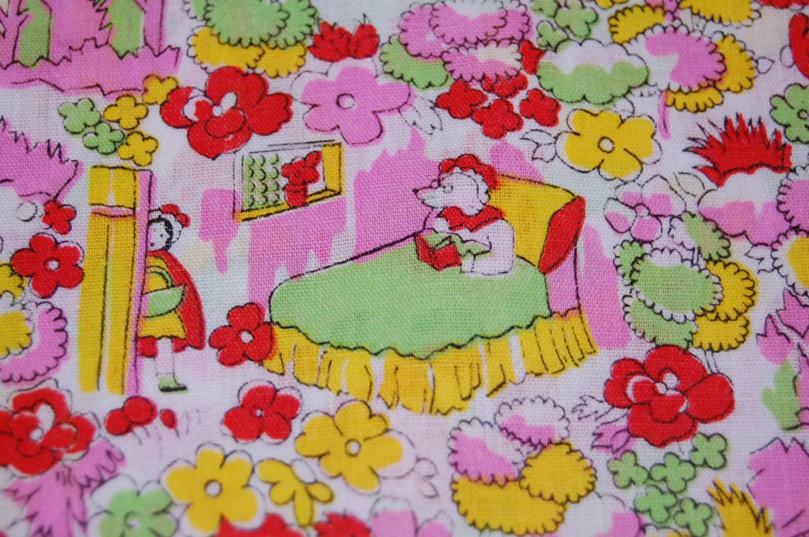 Vintage Retro Peter Pan Fabrics Red Riding Hood Wolf Floral Etsy