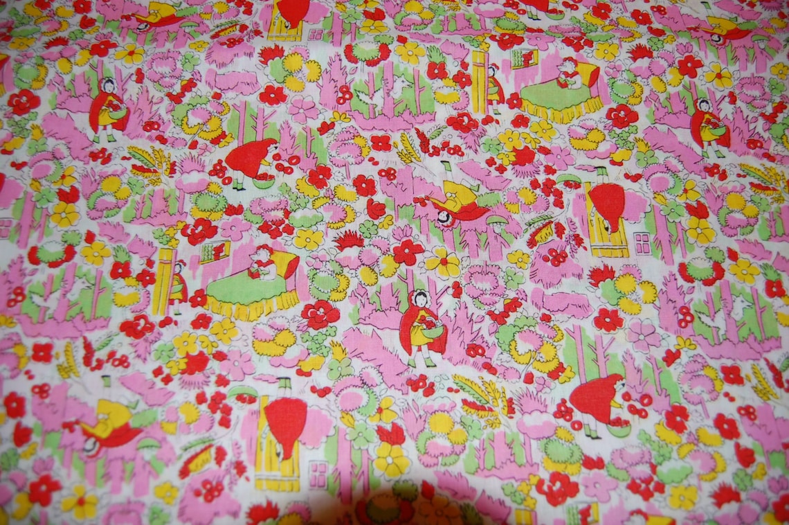 Vintage Retro Peter Pan Fabrics Red Riding Hood Wolf Floral Etsy