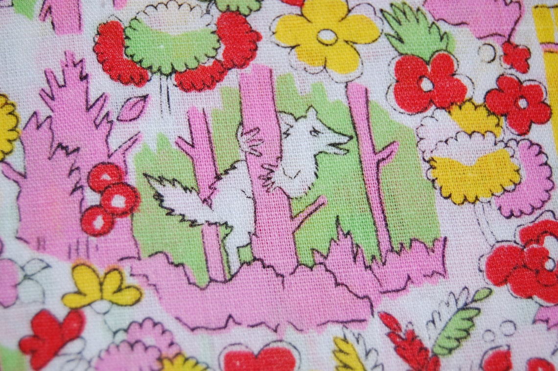 Vintage Retro Peter Pan Fabrics Red Riding Hood Wolf Floral Etsy