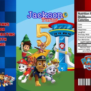 Editable Paw Patrol Birthday Party Favors