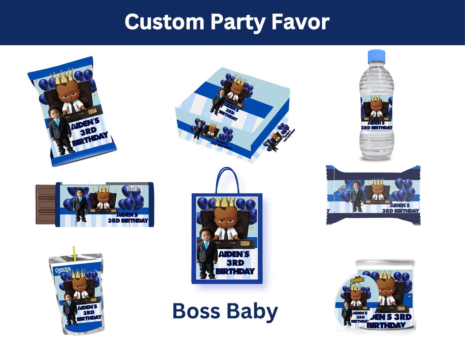 Editable (boy) Boss Baby Theme Birthday Party Favors - Etsy