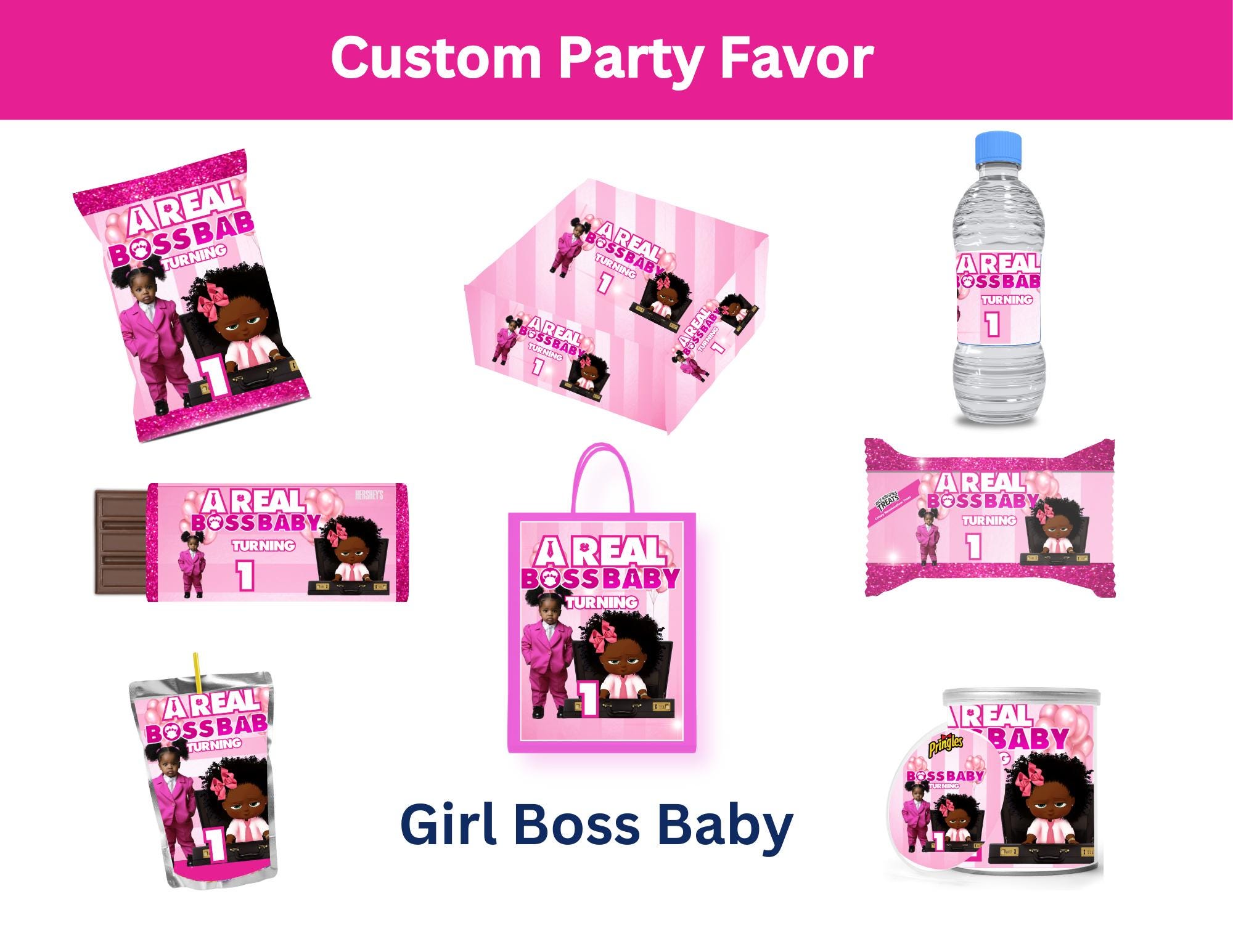 Editable (girl) Boss Baby Theme Birthday Party Favors - Etsy