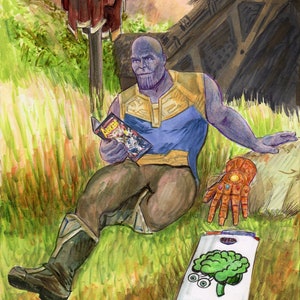 Thanos reading Comics Print