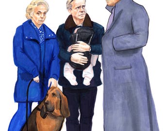 Sherlock and the Watsons Walk the Dog Print