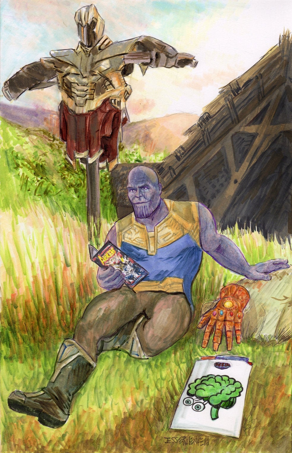 Thanos Reading Comics Print