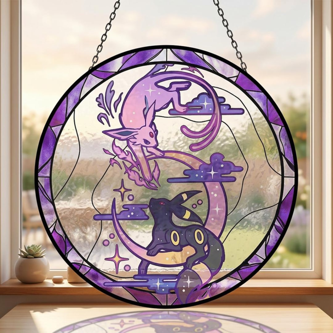 ♡ Espeon & Umbreon Stained Glass Suncatcher ♡