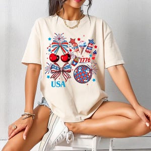 Patriotic USA Graphic Tee, 4th of July Shirt, American Flag Shirt, Independence Day T-Shirt, USA Patriotic Cup, Summer Party Outfit