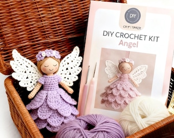 DIY Crochet Angel Ornament Kit,DIY Holiday Decorations, Festive Gifts,Beginner Friendly Amigurumi Decor,Crochet Kit,Home Xmas Gifts