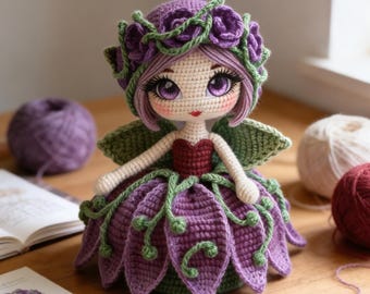 DIY Crochet Tulip elf girl Ornament Kit,DIY Holiday Decorations,Valentine's Day desktop decoration,Crochet Angel/Tulip Fairy Girl