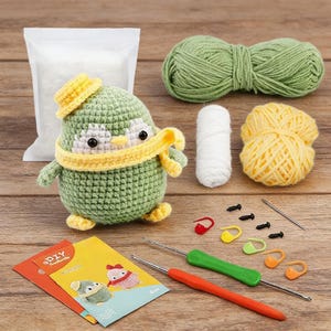 DIY Adorable Animal Crochet Kit for Beginners | DIY Handmade Plush Penguin & Potted Flower Craft Set image 2