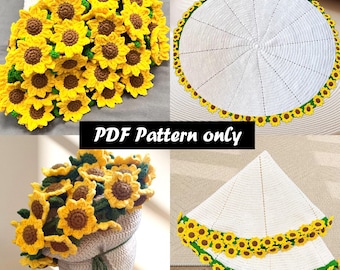 Blanket Flower Bouquet Crochet Pattern PDF –Crochet sunflower bouquet  Blanket–  Amigurumi for Advanced Beginners,Provide video explanations