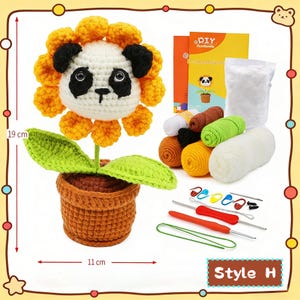 DIY Adorable Animal Crochet Kit for Beginners | DIY Handmade Plush Penguin & Potted Flower Craft Set Style H