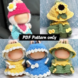 Doll Crochet Clothes Pattern – 3in1 Amigurumi Doll Outfits PDF – Cute Plush Costume Set –Doll Accessories Pattern, Fits Labubu Gen 1/2/3
