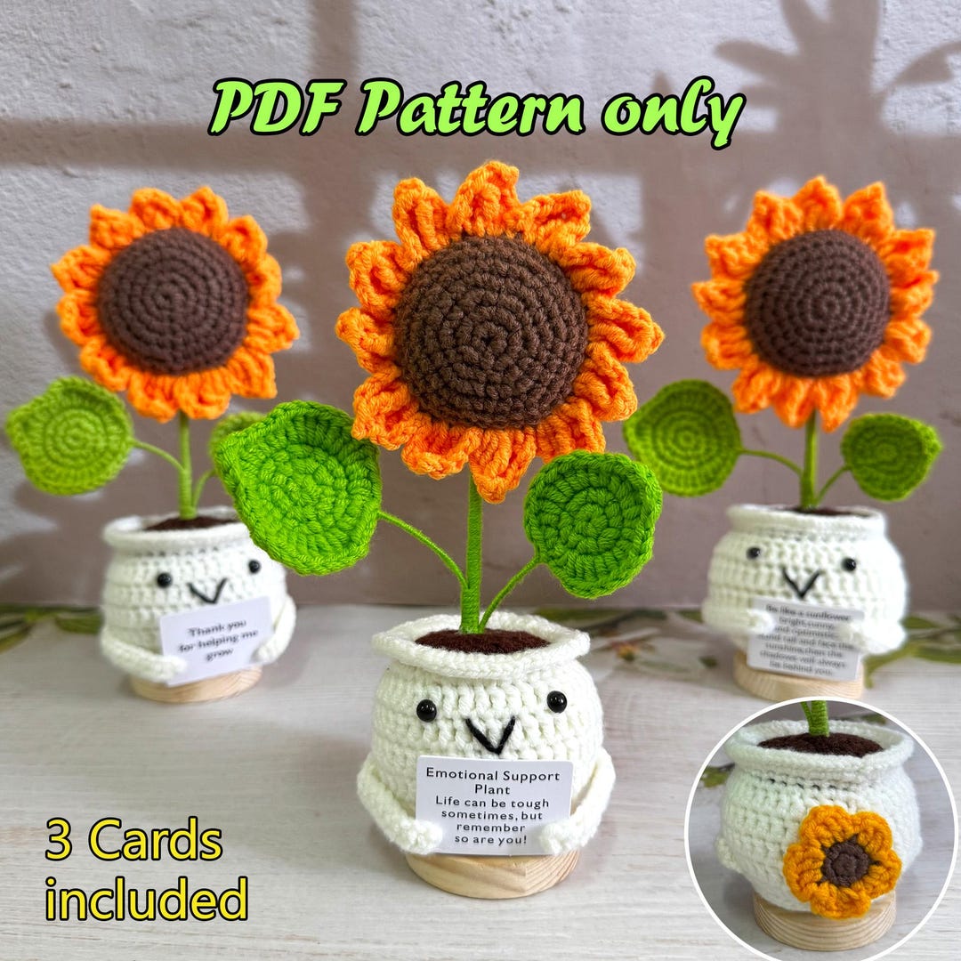 Crochet Sunflower Pattern PDF – Crochet Sunflower Potted Plant– Easy ...