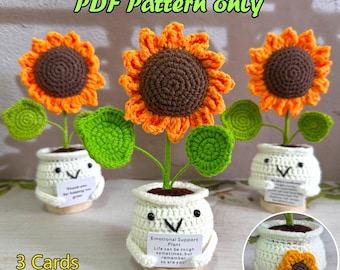 かぎ針編みの手作り鉢植えひまわり、かぎ針編みのひまわり2個セット