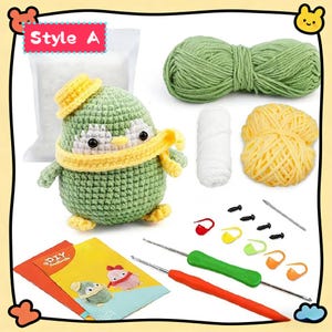 DIY Adorable Animal Crochet Kit for Beginners | DIY Handmade Plush Penguin & Potted Flower Craft Set Style A