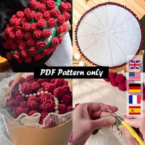 Blanket Flower Bouquet Crochet Pattern PDF – Crochet rose bouquet  Blanket– Easy Amigurumi for Advanced Beginners,Multiple languages