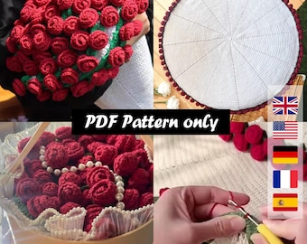 Blanket Flower Bouquet Crochet Pattern PDF – Crochet rose bouquet  Blanket– Easy Amigurumi for Advanced Beginners,Multiple languages