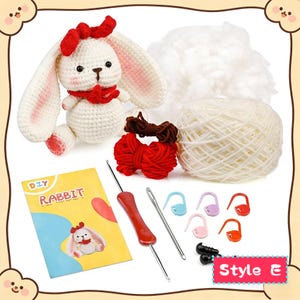 DIY Adorable Animal Crochet Kit for Beginners | DIY Handmade Plush Penguin & Potted Flower Craft Set Style E