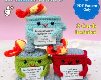 Emotional Support Dumpster Fire Pattern,Provide video explanations,Only PDF files,Handmade crochet Dumpster Fire pattern