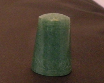 Vintage Genuine Green Jade Collectible Thimble, Decorative Sewing Treasure Gift, Jade Sewing Tool