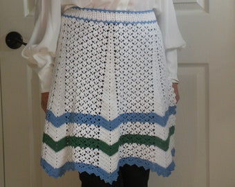 Handmade Crocheted Apron from the 1950s Apron, Vintage Crochet Waist Apron