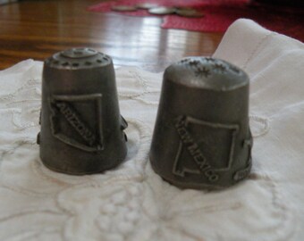 State Souvenir Pewter Thimbles Arizona and New Mexico, Decorative Sewing Notion Gift, Collectible Thimble for Sewing Room Décor